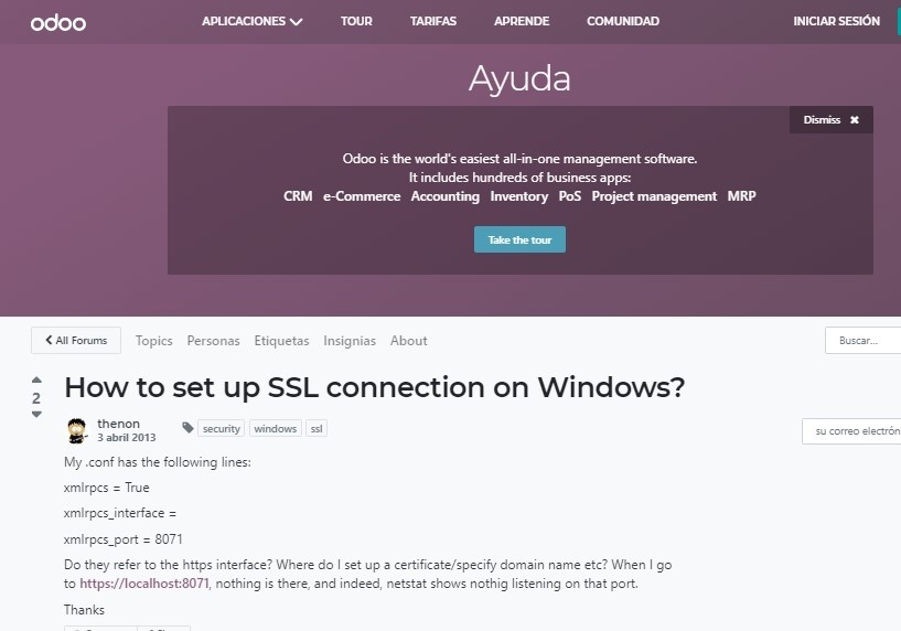Odoo ssl agregar windows